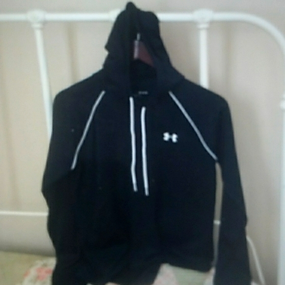 🌲 Under Armour Light Weight HEAT GEAR Black HOODIE Medium EPLC UNISEX TRAVELER - Picture 5 of 16